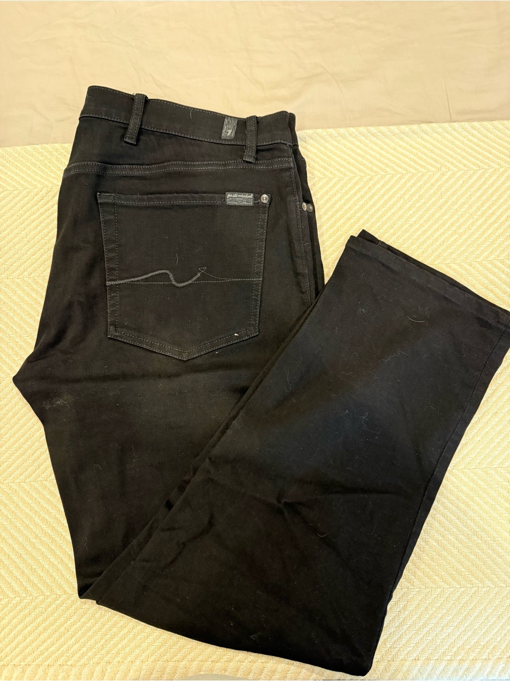 7 For All Mankind Men's Black Slim Straight Jeans
